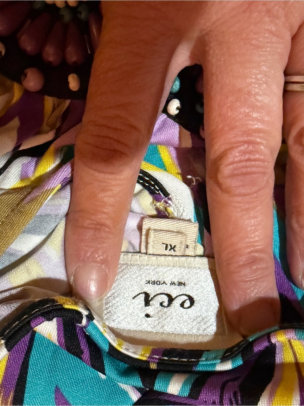 ECI V-Neck Chevron Midi Dress in Purple, Yellow & Blue XL - Picture 9 of 10